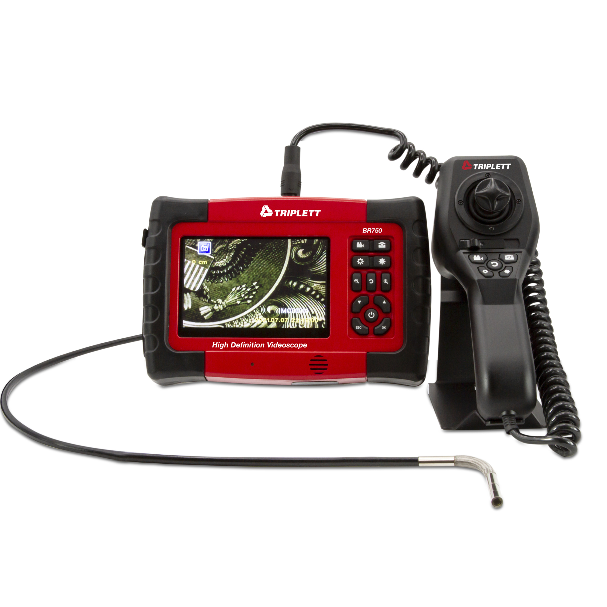 Triplett High Definition Articulating Videoscope — 5in. Display, 6mm Camera, 800 x 480 Resolution, 2X Zoom, Model# BR750
